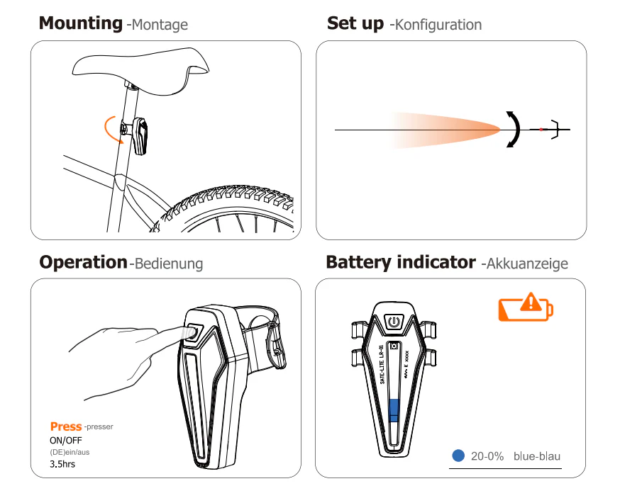 HEPHA Bicycle Lighting Set 100Lux - Image 4